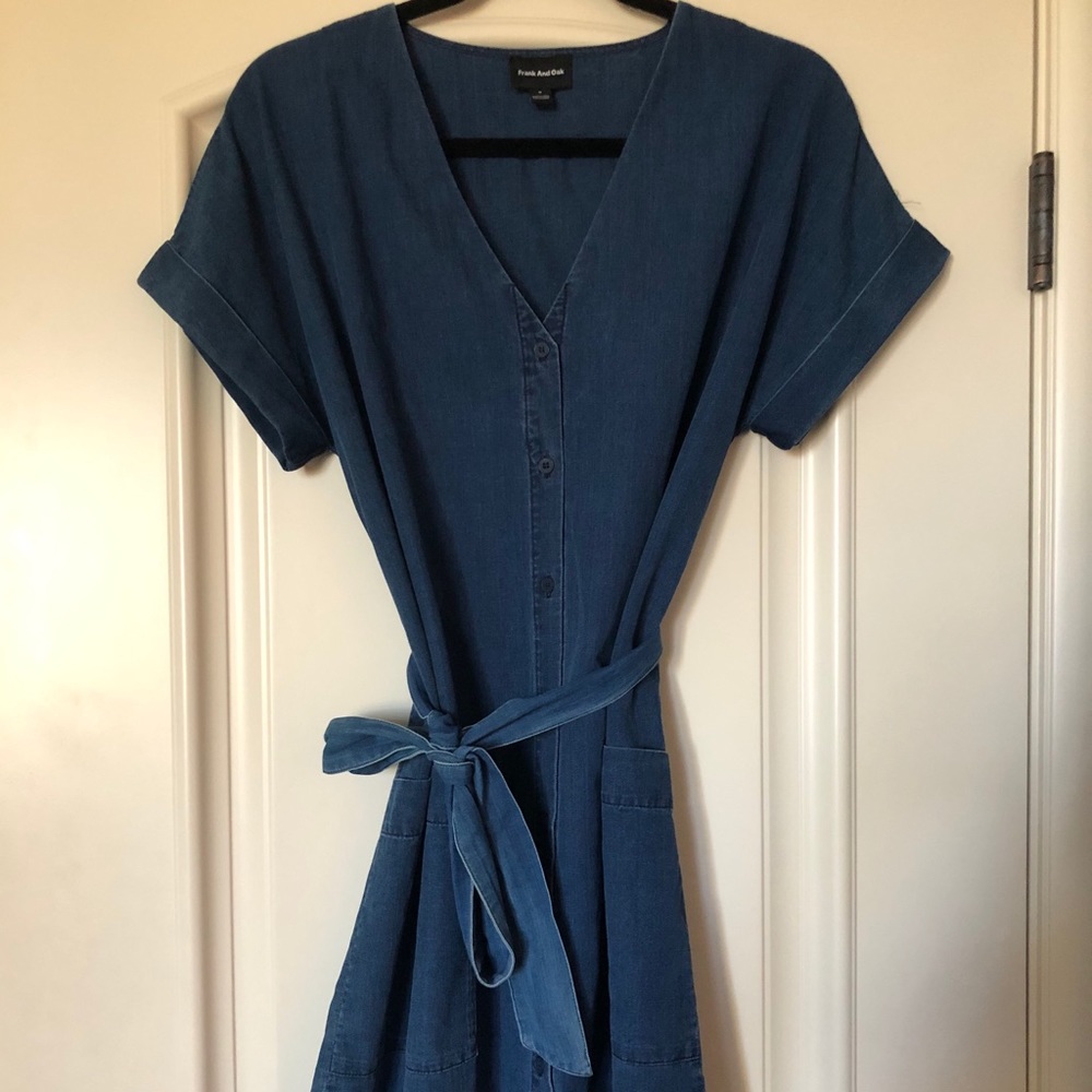 Frank & Eileen Blue Denim Shirt Dress with Tie Waist